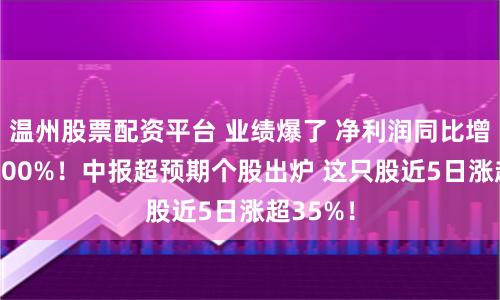 温州股票配资平台 业绩爆了 净利润同比增长超8000%！中报超预期个股出炉 这只股近5日涨超35%！