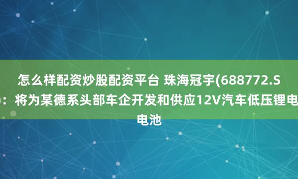 怎么样配资炒股配资平台 珠海冠宇(688772.SH)：将为某德系头部车企开发和供应12V汽车低压锂电池
